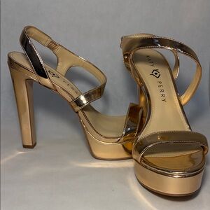 Katy Perry Collections Metallic Gold Platform Heels
